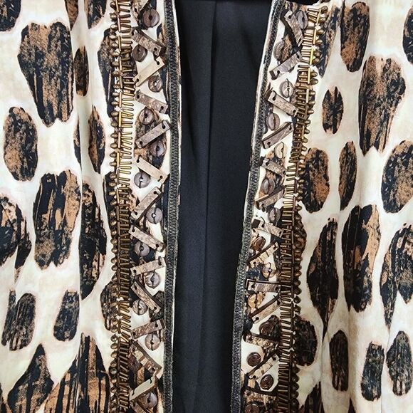 Chico's Beaded Artisan Tribal Animal Print Blazer Jacket Size 2 - Picture 11 of 11